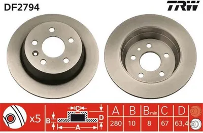 Produktbild von TRW Bremsscheiben (2 Stück) Hinterachse DF2794
