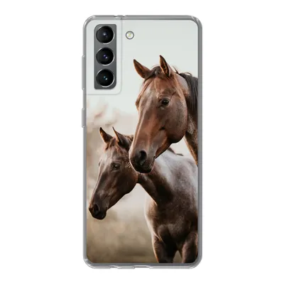 Produktbild von MuchoWow® Handyhülle Schutzhülle Hülle für Samsung Galaxy S21 Pferde - Natur - Braun Silikon Softcase Handy Hülle - Softcase