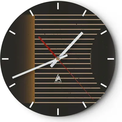Produktbild von Wanduhr - Rund - Glasuhr - Modern Schwarz Gelb - 40x40cm - Schleichendes Uhrwerk - Lautlos - zum Aufhängen bereit - Dekoration Modern - Wanddekoration aus Glas - C3AR40x40-4719
