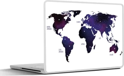 Produktbild von MuchoWow® Laptop Aufkleber Sticker Cover Weltkarte - Lila - Sternenhimmel - Kinder - Jungen - Mädchen 31x22.5 cm - Laptop-Deko