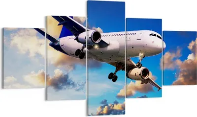 Produktbild von Bild auf Leinwand - Leinwandbild - Flugzeug Flug Reise Fahrzeug - 125x70cm - Wand Bild - Wanddeko - Leinwanddruck - Bilder - Kunstdruck - Wanddekoration - Leinwand bilder - Wandkunst - EA125x70-2445