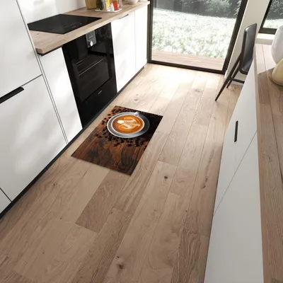 Produktbild von Küchenläufer 60 x 90 cm Braun rutschfest & waschbar – Küchenteppich Kaffee mit Latte Art PVC Teppichläufer Küche