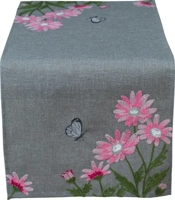Produktbild von Tischläufer DAVINA Blumen Stick Schmetterling Polyester 40 x 85 cm