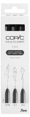 Image de COPIC® 22075631 COPIC® Multiliner Fineliner schwarz 0.05 + 0.1 + 0.3 mm, 3 St.