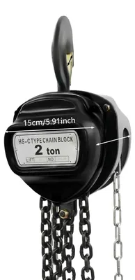 Zdjęcie produktu dla Ręczna wciągarka łańcuchowa, udźwig 2 tony, wysokość podnoszenia 6 metrów, kolor czarny, udźwig 2000 kg