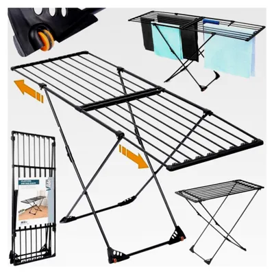 Produktbild von Wäscheständer Standtrockner | Metall Ausziehbar Schwarz XXL 110-189 cm