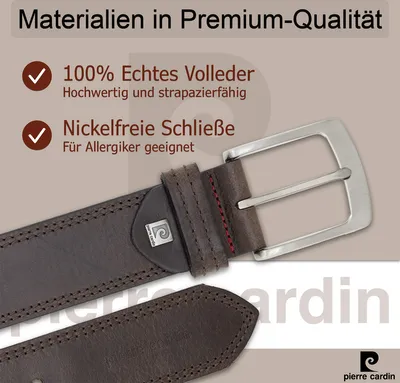 Produktbild von Pierre Cardin Herren Jeansgürtel Dunkelbraun 40 mm, Size:Bundweite 110 cm Gesamtlänge 125 cm W 43.3 XL