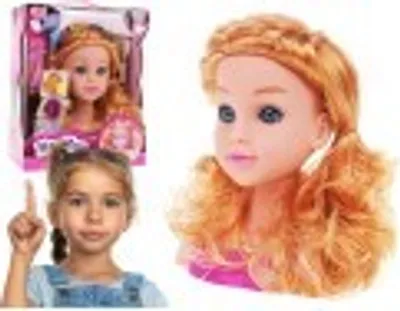 Zdjęcie produktu dla duża blond GŁOWA DO STYLIZACJI + akcesoria Lalka do czesania