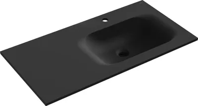 Image de Mexen Vela lavabo encastré à droite 101 x 46,5 cm, noir mat - 25231071P
