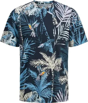 Produktbild von Jack & Jones Hawaii Aop Kurzarm-t-shirt Blau S Herren Blau S