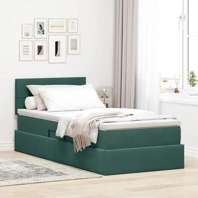 Produktbild von "Schlussverkauf" Aufbewahrungsbett - für 1 Person - mit Matratze - Dunkelgrün 100x200 cm Samt  C587