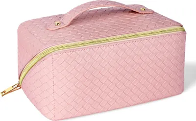 Image de Voyage Trousse de toilette Cuir synthétique Grande Capacité Imperméable Rose Texture