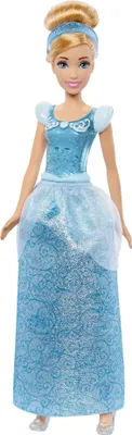 Produktbild von Disney, Cinderella Prinzessinnen-Puppe mit Accessoires, aus Kunststoff und Stoff, Beige, Blau, Höhe: 279,4 mm, Breite: 76,2 mm, Tiefe: 50,8 mm, ab 3 Jahren, HLW06