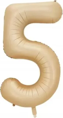 Produktbild von BALLON "Zahl 5", Beige, Folienballon, Form einer Zahl, 100 cm, Geburtstag, Party