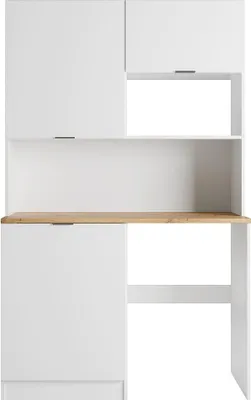 Produktbild von Multifunktionsschrank für Küche und Wäsche - Mit Platte 120 cm - Weiß und natur - CARMEO
