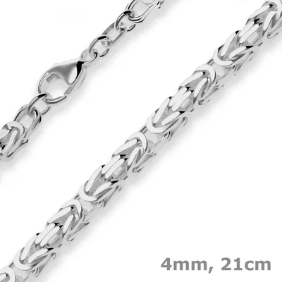 Produktbild von 4mm Armband Königskette Silberarmband Armschmuck aus 925 Silber rhodiniert 21cm