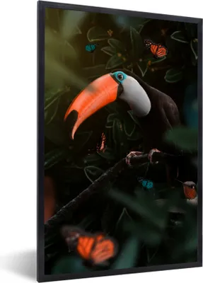 Produktbild von MuchoWow® Gerahmtes Poster Tukan - Vogel - Dschungel 40x60 cm - Poster mit Schwarzem Bilderrahmen Wandposter Rahmen Foto Bilder - Papierdruck - Wandbilder