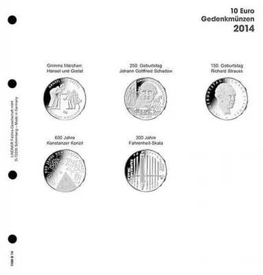 Produktbild von Lindner 1108D14 Vordruckblatt 10 Euro Gedenkmünzen 2014 Deutschland