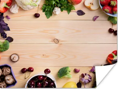 Produktbild von MuchoWow® Poster Obst - Erdbeere - Paprika - Küche 120x90 cm - Wandbild
