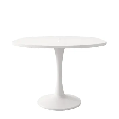 Produktbild von Flieks Esstisch Küchentisch Esszimmertisch Ausziehbar, Ovaler Tisch Bürotisch Loungetisch, 100-140x100x75 cm, Weiß
