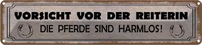 Produktbild von vianmo Blechschild 10x46 cm Vorsicht vor der Reiterin Pferde Spruch Zitat