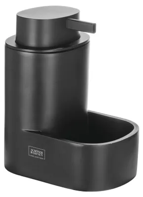 Produktbild von SCHÖNER WOHNEN-Kollektion Seifenspender Mod. SHILA eleganter Seifenspender schwarz mit Schwammablage für Küche aus Polyresin 0,4 l 12,5 x 15,5 x 9 cm Kunststoff