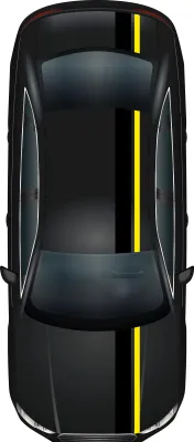 Produktbild von Rennstreifen Set Schwarz Glanz/Schwefelgelb Stripes Zubehör Auto Haube Dach