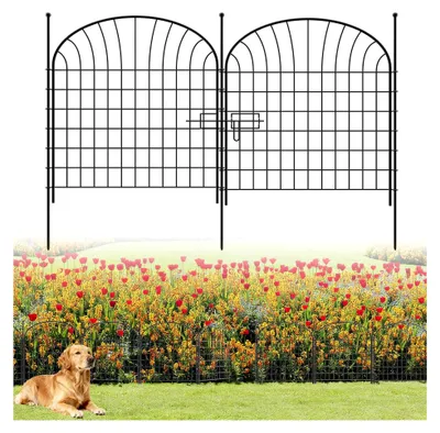 Produktbild von Metall Dekorativer Gartenzaun 3,5 m (81 cm H x 71 cm B, 4 Paneele + 1 Tor) für Blumenbeet, Hof, Hund Barriere