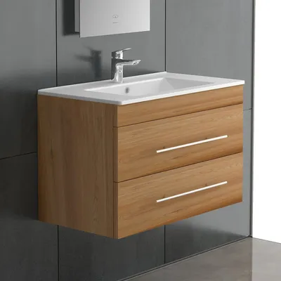Produktbild von Alpenberger Waschtisch Set | 70 cm Breites Waschbecken mit Unterschrank | Ideal für Bad und Gäste-WC | Hängender Waschtischunterschrank für Stil und Funktionalität