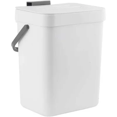 Image de Poubelle de cuisine 3L – Composteur et récipient pour déchets organiques, idéal pour plan de travail, bureau et camping-cars (blanc)
