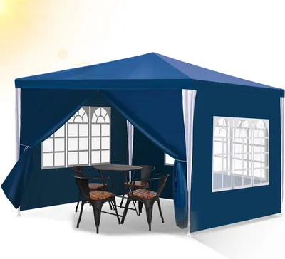 Produktbild von Pavillon Gartenzelt – Wasserdichtes Garten-Pavillon mit Easy-Klett, perfekter Schutz bei jedem Wetter Blau 3x3m