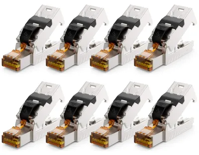 Produktbild von deleyCON RJ45 Stecker 10 Gbit/s werkzeuglos LSA CAT6a-CAT8 PoE, 8 Stück