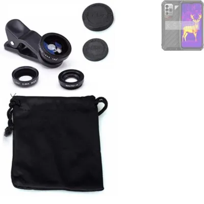 Produktbild von K-S-Trade Smartphone Kamera Linsen Set Kompatibel mit Ulefone Power Armor 18T Ultra 3in1 Clip-On Kamera Adapter Macro Weitwinkel FishEye Fischauge