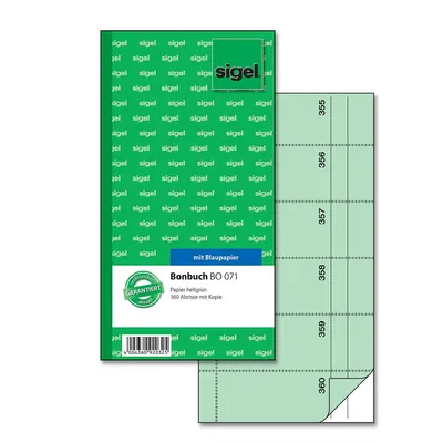 Image de sigel Formularbuch "Bonbuch", 105 x 200 mm, hellgrn