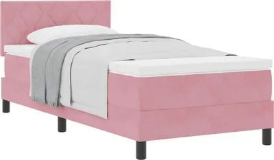 Obrázek produktu pro Postel s boxspringem s čelo Růžová 100 x 200 cm samet