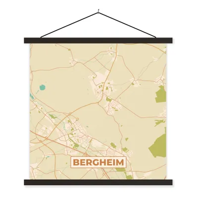 Produktbild von MuchoWow® Textilposter Karte - Bergheim - Vintage - Stadtplan 40x40 cm mit schwarzem Rahmen - Fotos