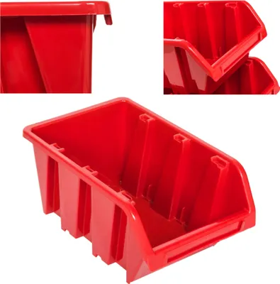 Image de 5 x bacs à bec atelier garage bacs à bec botle bacs à bec gerbables bacs de tri bacs 160x230x120 mm rouge bacs gerbables plastique bacs de stockage gerbables