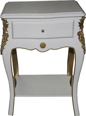 Produktbild von Casa Padrino Barock Kommode Weiss/Gold, 49 x 37 x 70 cm - Luxus Nachttisch in Antik Stil Optik