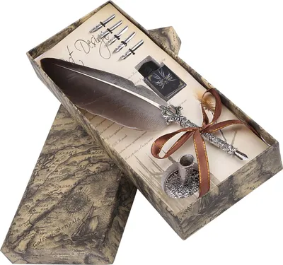 Produktbild von Englische Kalligraphie Federkiel-Schreibfeder Schreibfederset Briefpapier-Geschenkbox mit 5 Federn