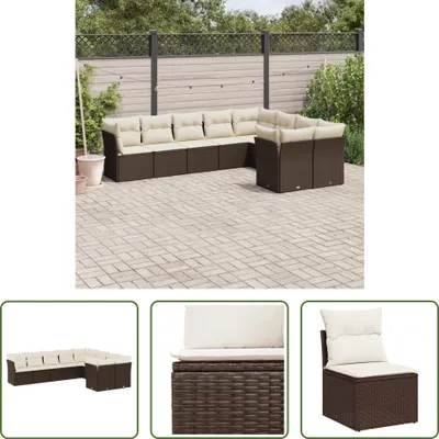 Produktbild von The Living Store 9-tlg. Garten-Sofagarnitur mit Kissen Braun Poly Rattan