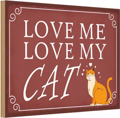 Produktbild von vianmo Holzschild 20x30 cm love me my CAT Katze Tier Haustier