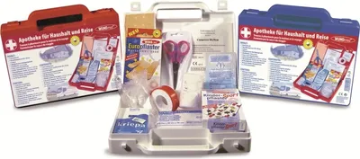 Immagine prodotto di Farmacia domestica 58 pezzi rossi, blu, bianchi, assortiti - 1 compressa per ferite