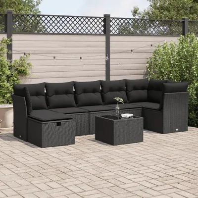 Produktbild von CLORIS 8-tlg. Garten-Sofagarnitur mit Kissen Schwarz Poly Rattan - Sitzgruppe 3325311