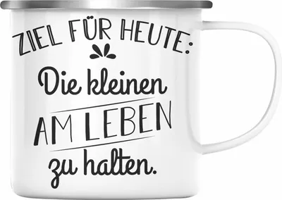 Produktbild von Trendation - Lustige Emaille Tasse für Kindergärtnerin Erzieherin Geschenk Spruch Emaille Emaille Tasse Kindergarten Erzieher Emaille Tasse mit Spruch (Silber)