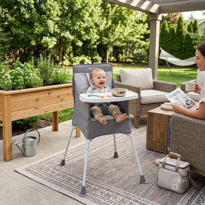 Produktbild von Baby Hochstuhl leicht & klappbar, tragbar, mit Sicherheitsgurt, Aufbewahrungstasche, leicht zu reinigen, für Reise & Zuhause