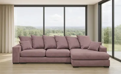 Produktbild von Kaiser Möbel  Ecksofa mit schlaffunktion und bettkasten, Sofa L-form, Couch L-form Gabon Lila Ottomane Rechts