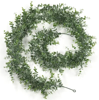 Zdjęcie produktu dla Zestaw 2 sztucznych roślin Blumtal Eucalyptus - Trwałe, realistyczne sztuczne rośliny do użytku zewnętrznego i wewnętrznego z zielonymi opaskami kablowymi