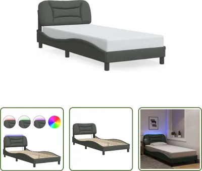 Produktbild von The Living Store Bettgestell mit LED Dunkelgrau 90x190 cm Stoff