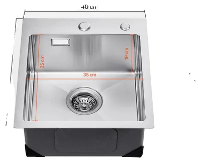 Image de Évier de cuisine, acier inoxydable 304, conception insonorisante, 40 cm
