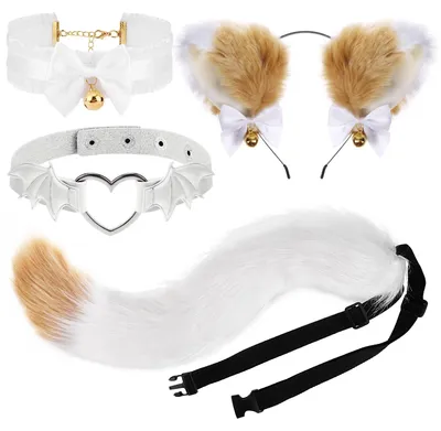 Imagen del producto de Elzusha - Conjunto de disfraz de gato para cosplay - Incluye cola, orejas y collar